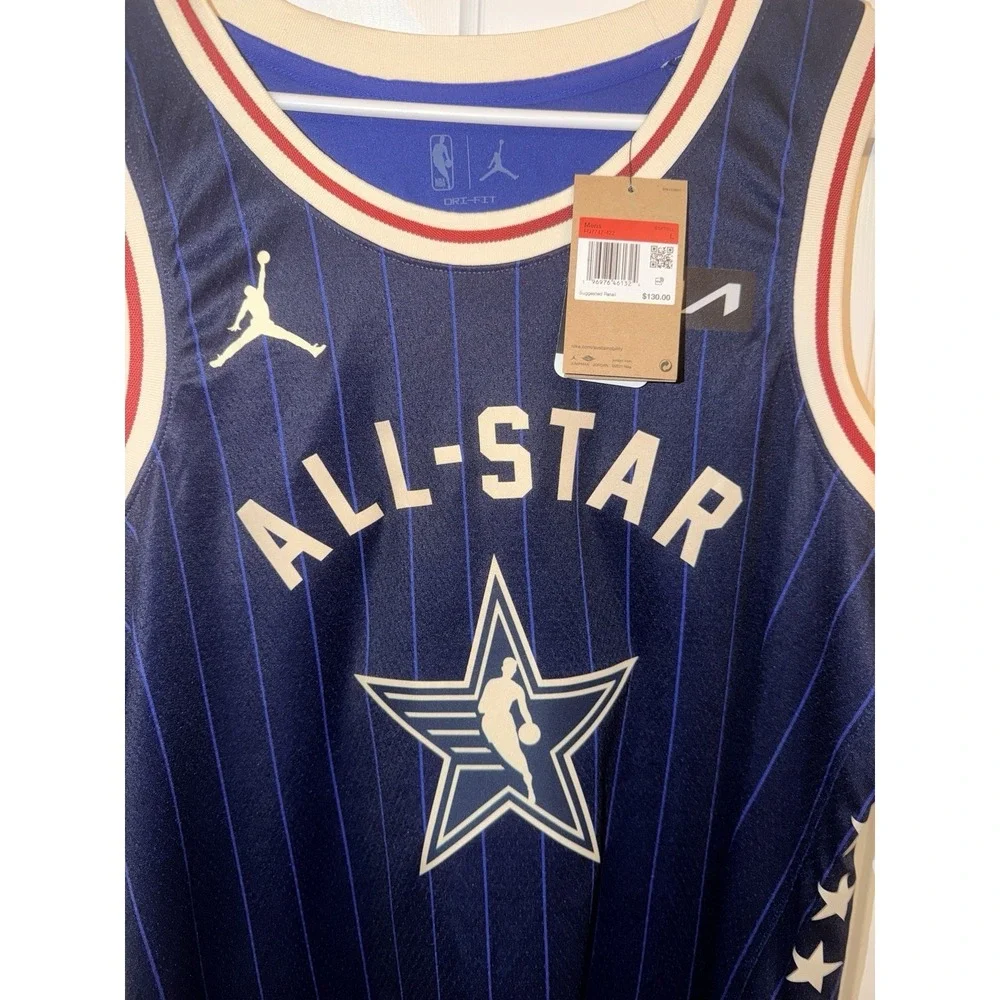 Men's LeBron James #23 NBA All-Star Jersey Blue Pinstripe Nike Dri-FIT Size L